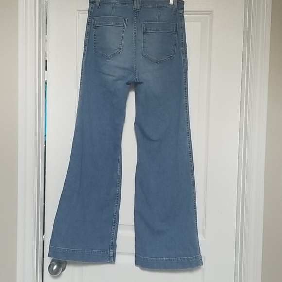 H&M Sz 10 High Rise Wide Leg Jeans Faded Stretchy - Picture 2 of 2